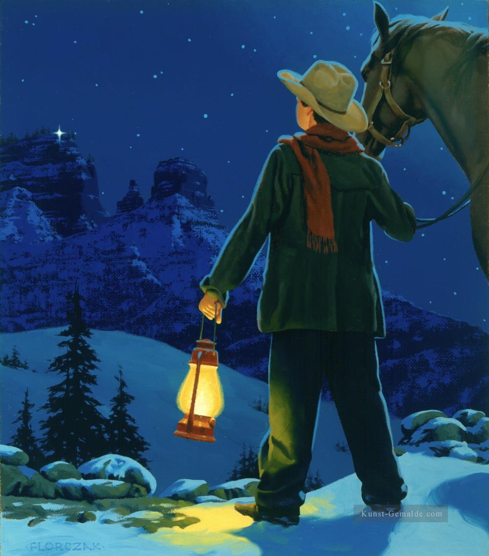 junger Cowboy mit LIGHT iN THE HILLS Ölgemälde